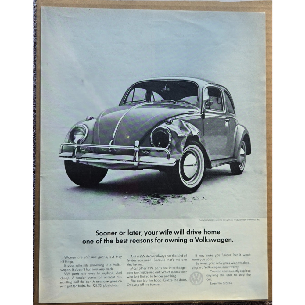 Vintage Volkswagen Bug Print Advertisement from 1964 Look Magazine